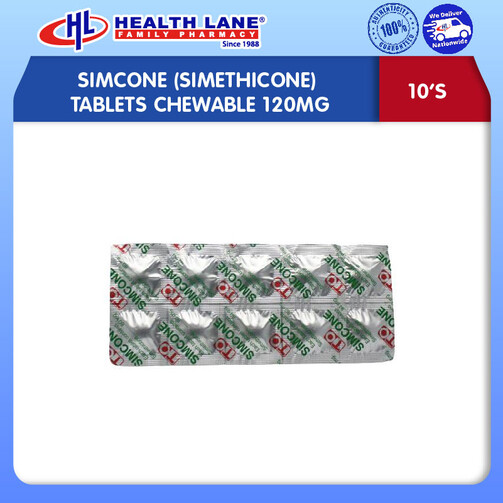 SIMCONE (SIMETHICONE) TABLETS CHEWABLE 120MG 10'S